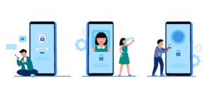 Digital Onboarding Process with Mobile eKYC Illustration.